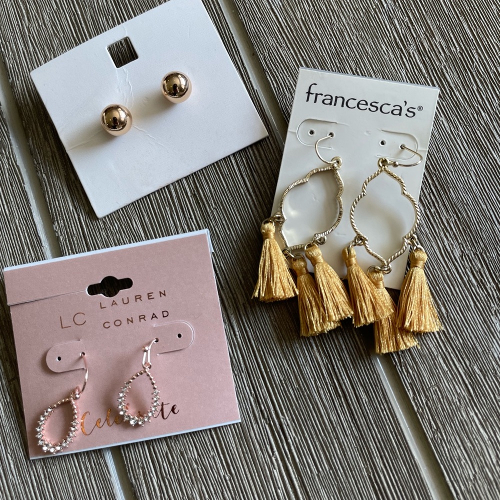 NWT drop earrings rose gold Lauren Conrad and gold Francesca’s